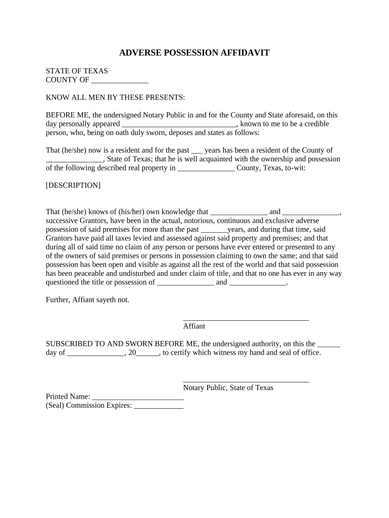 Texas Possession  Form