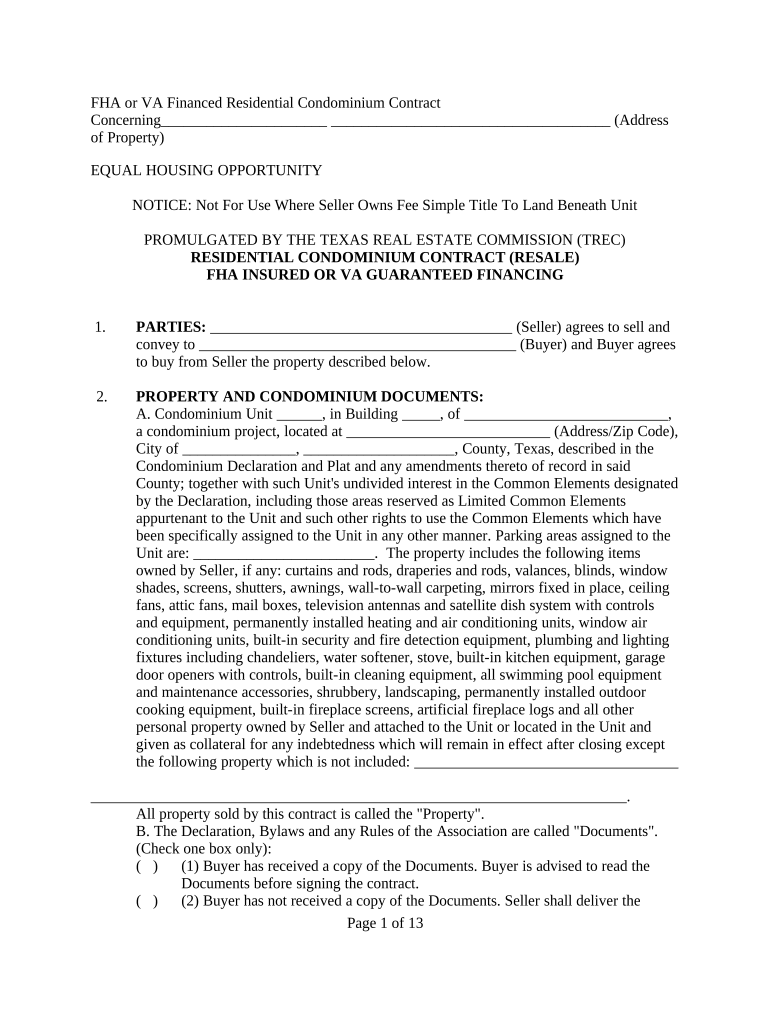 Tx Contract Resale  Form