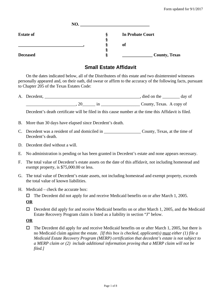 Texas Affidavit Form Blank