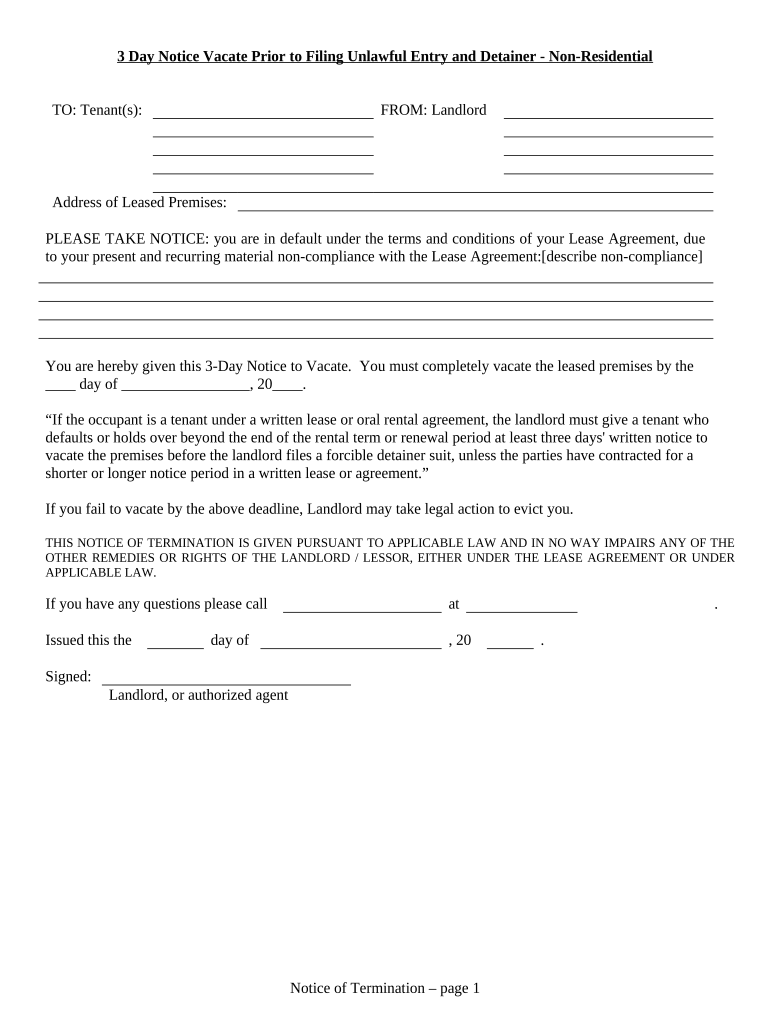3 Day Notice  Form