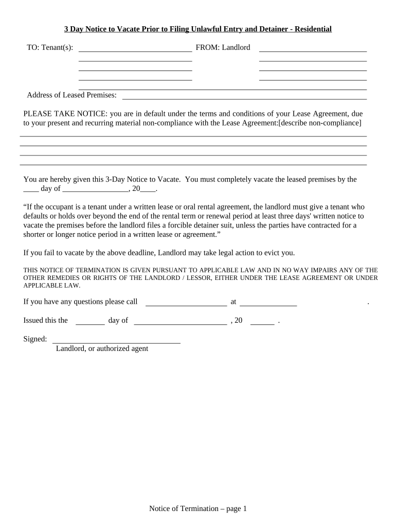 Texas Vacate  Form