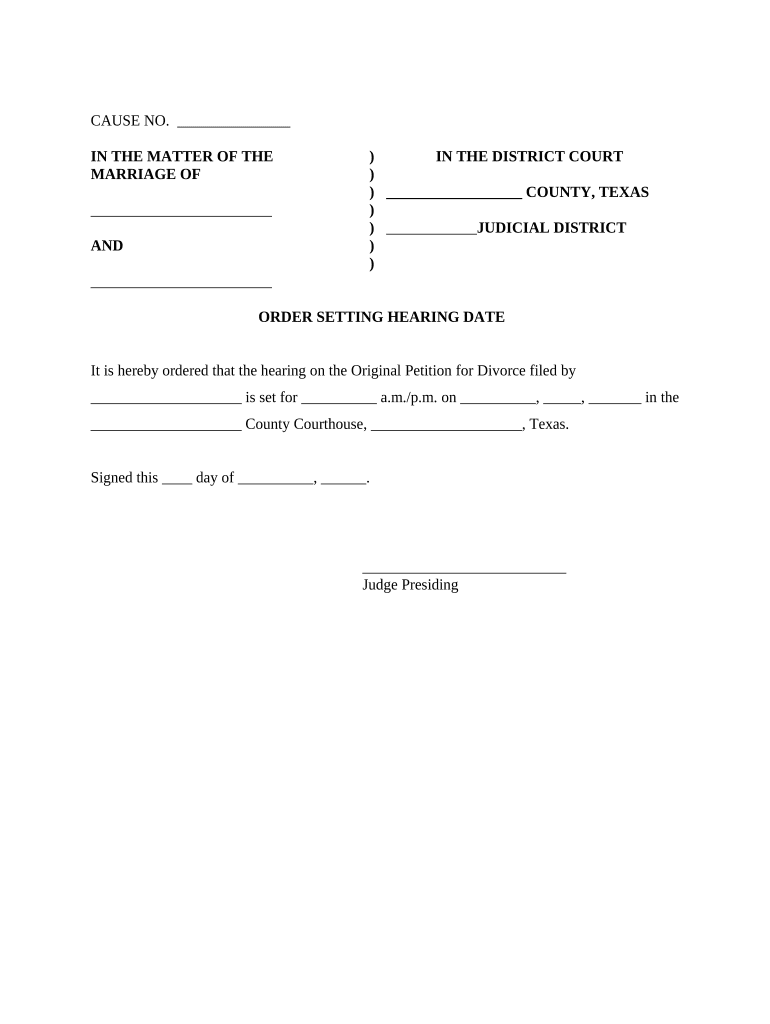 Hearing Date Form