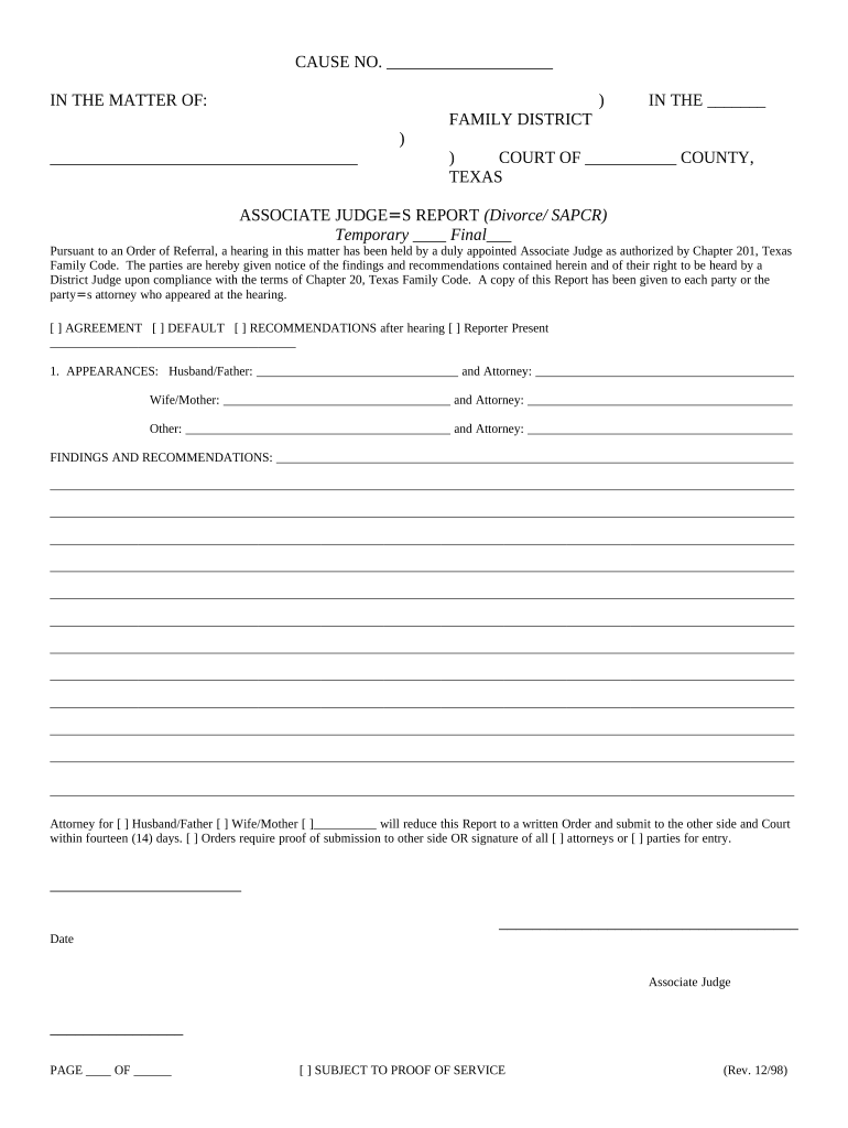 Associate Judge  Form