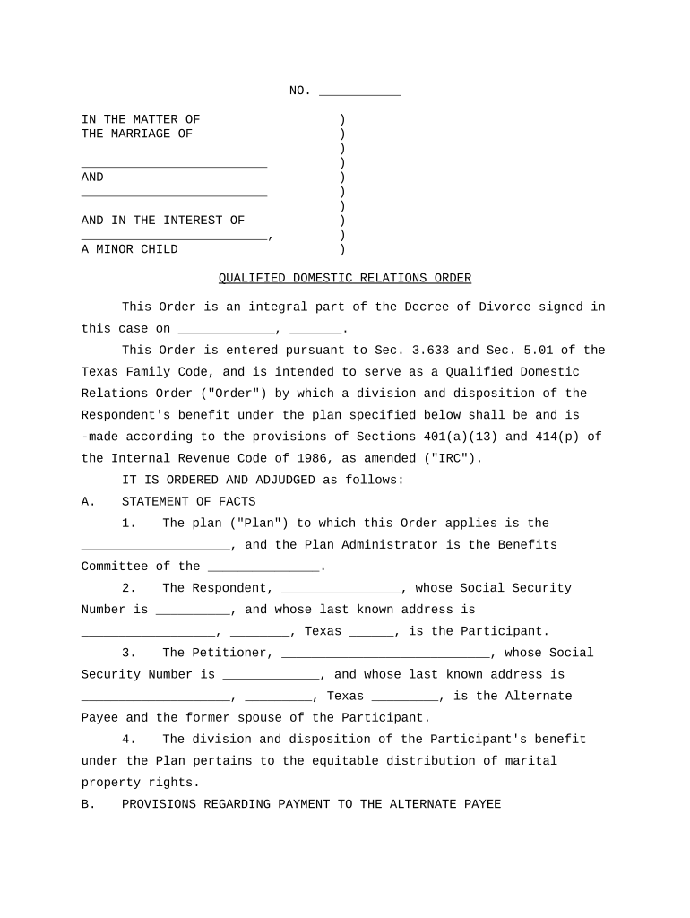 Qualified Domestic Order  Form