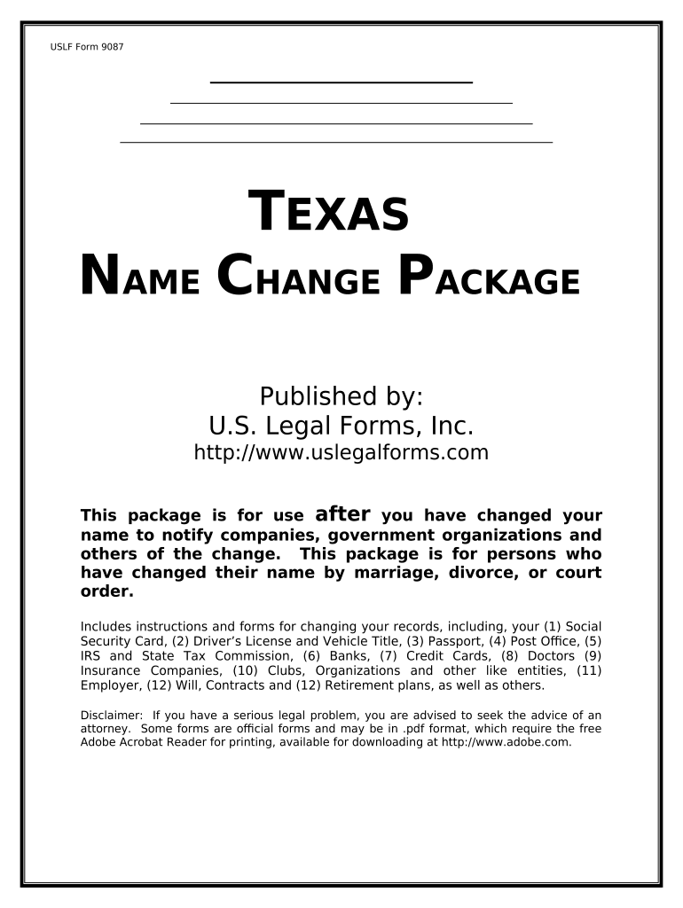 Texas Change Form