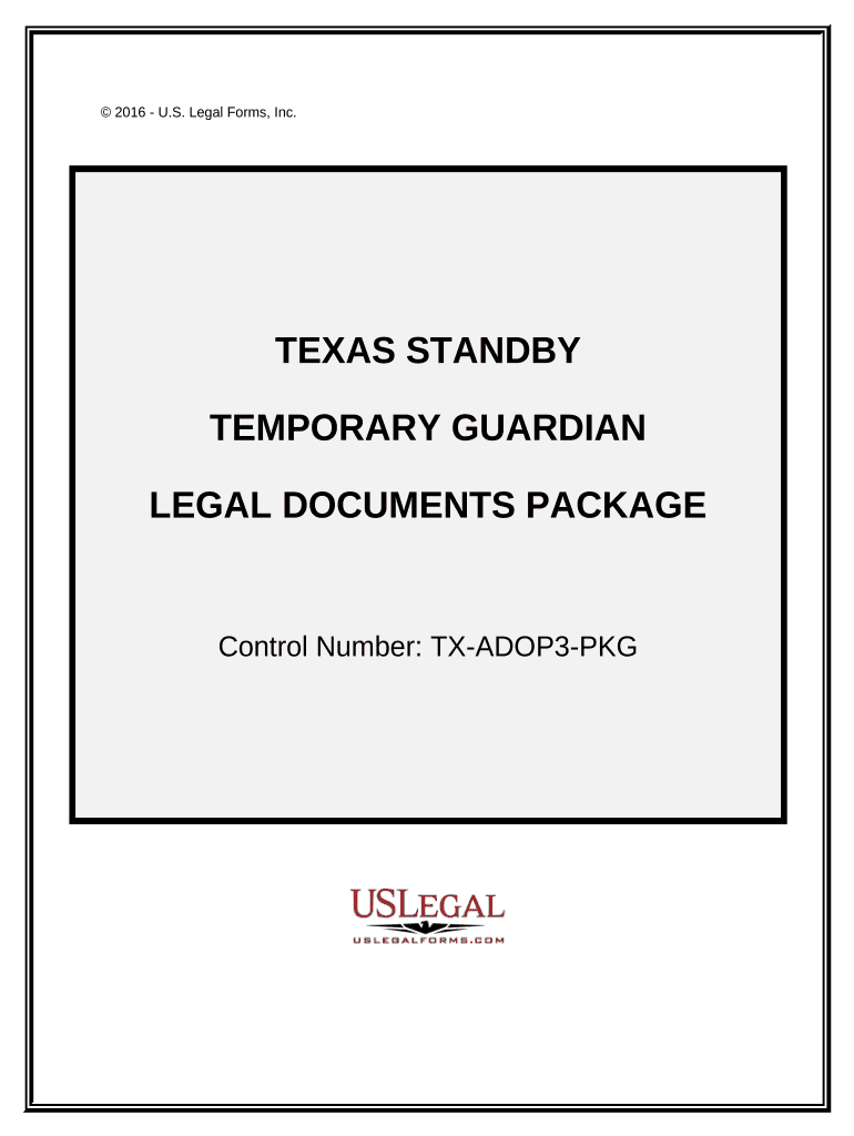 Texas Standby Temporary Guardian Legal Documents Package Texas  Form