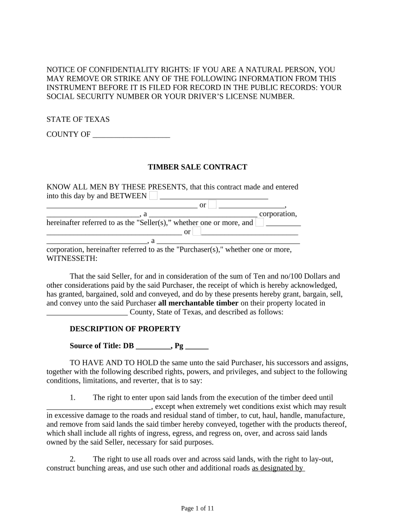 Texas Contract  Form
