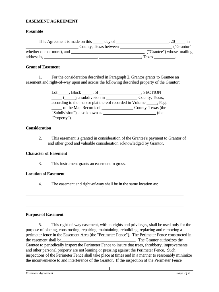 Texas Easement  Form