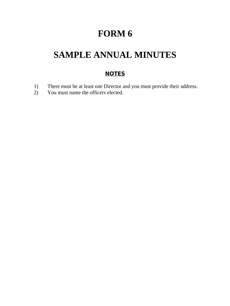 Texas Annual Minutes  Form