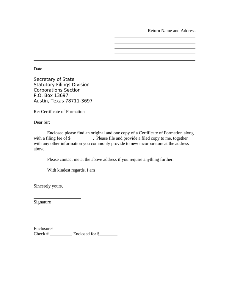 Texas Secretary State Office  Form