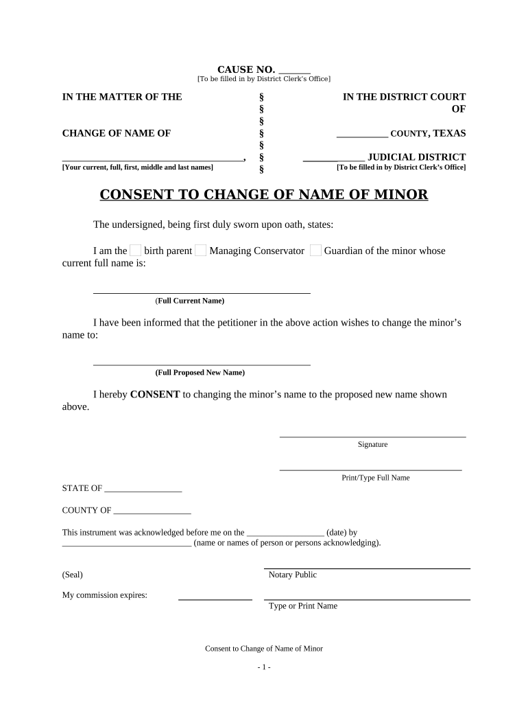 Texas Change  Form