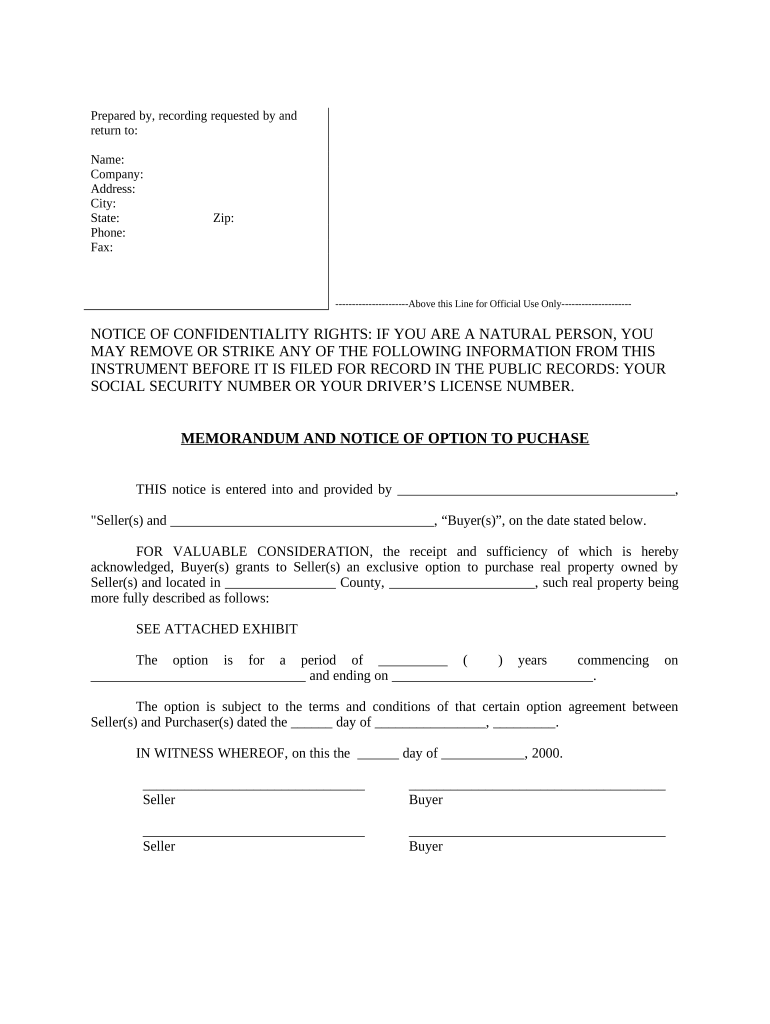 Texas Option  Form