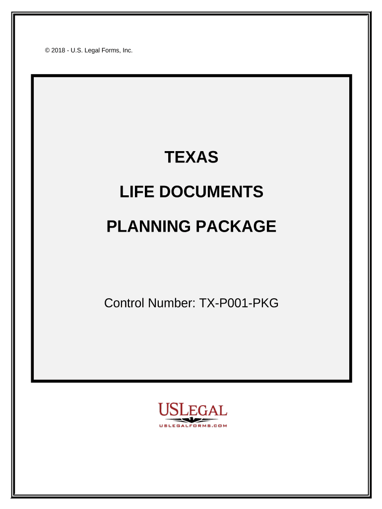 Life Documents Planning Package, Including Will, Power of Attorney and Living Will Texas  Form