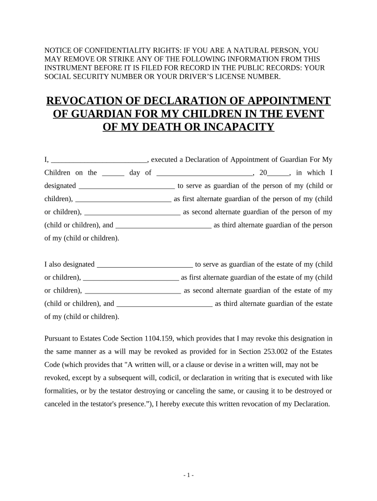 Texas Revocation Form