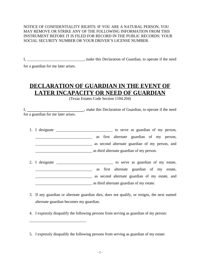 Tx Declaration  Form