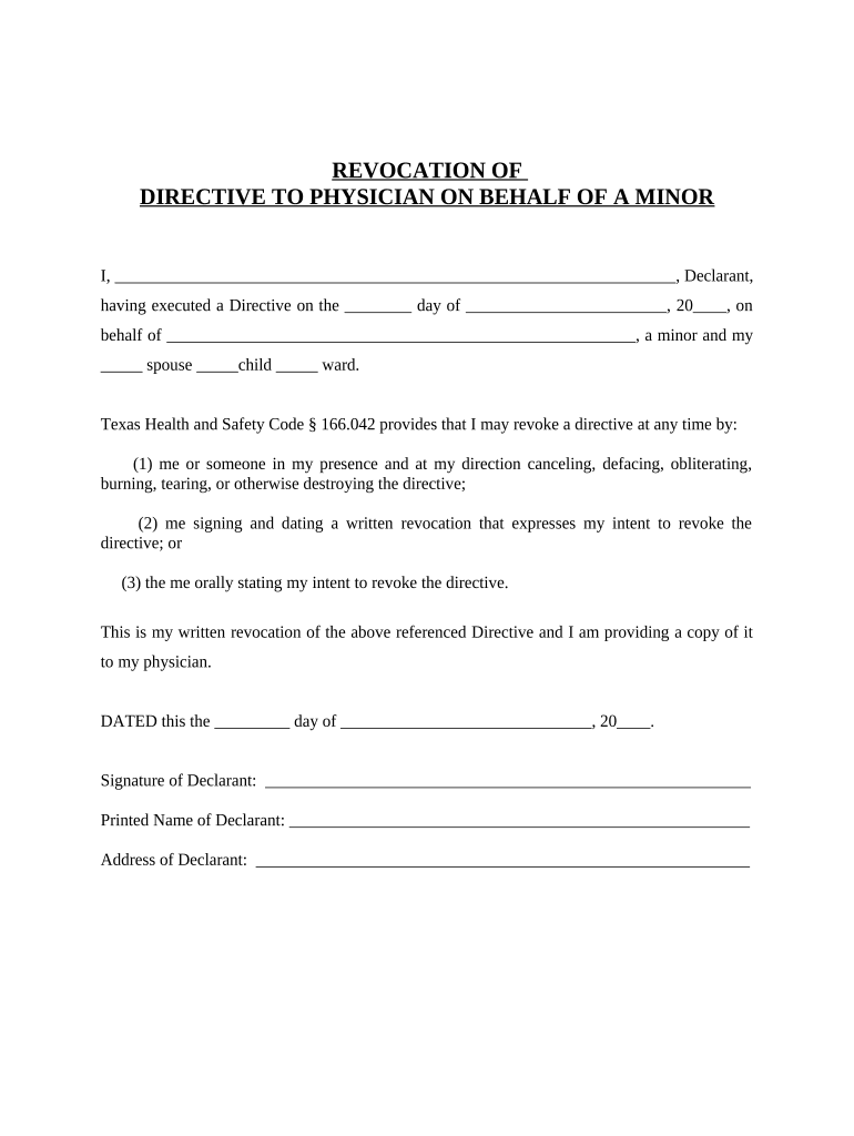 Texas Directive  Form