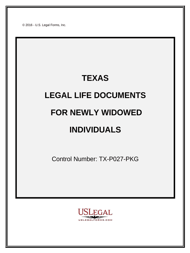 Newly Widowed Individuals Package Texas  Form