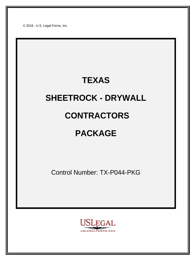 Sheetrock Drywall Contractor Package Texas  Form