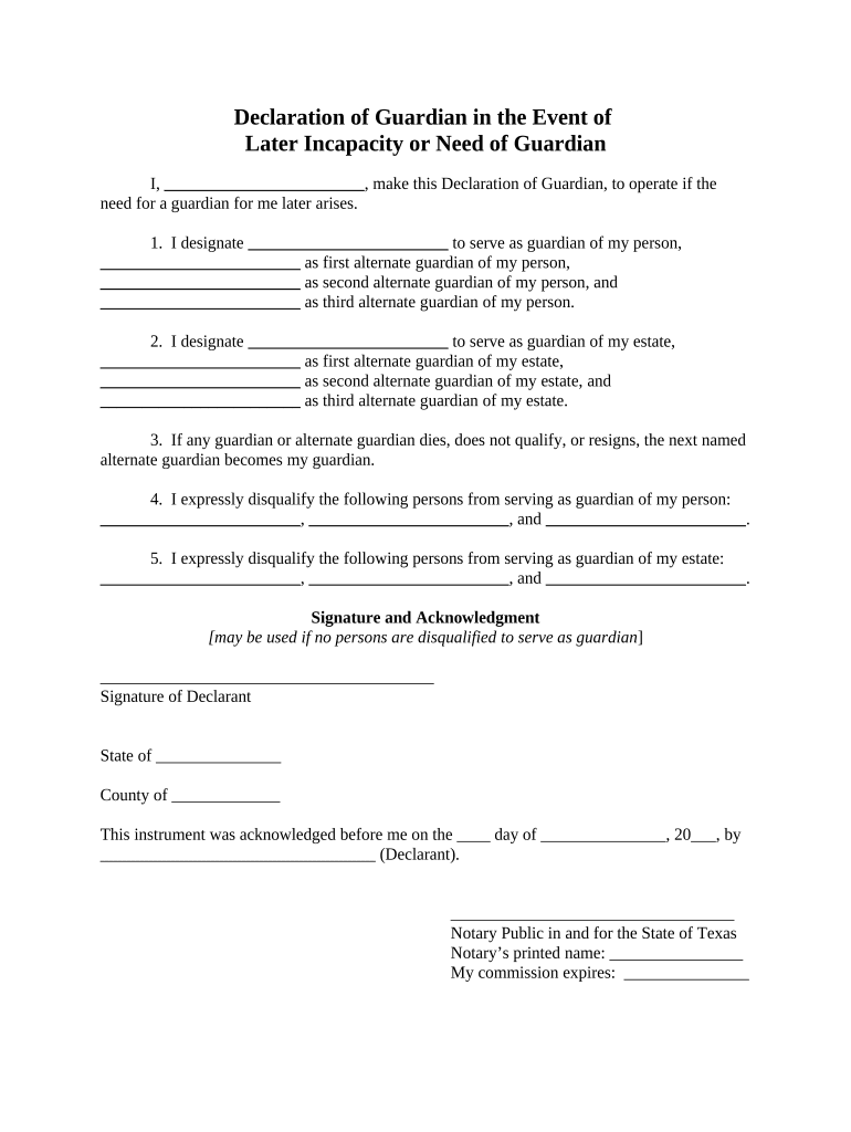 Declaration Guardian Form Fill Out And Sign Printable Pdf Template