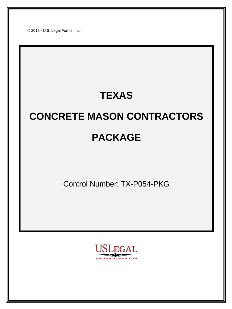 Concrete Mason Contractor Package Texas  Form