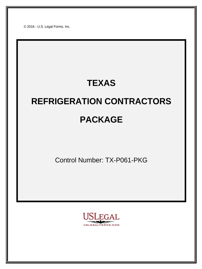 Refrigeration Contractor Package Texas  Form