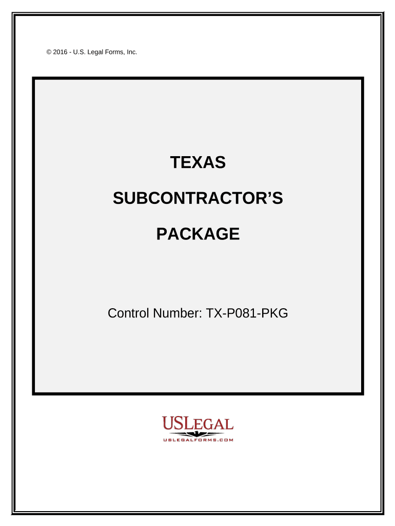 Texas Subcontractors  Form