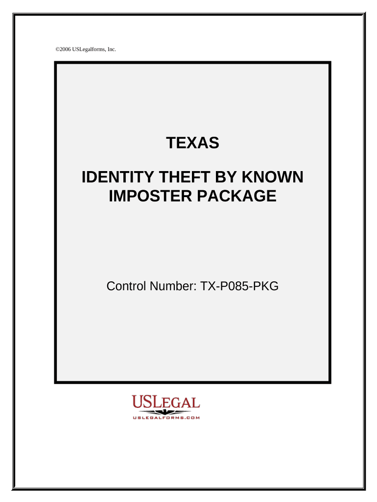 Identity Theft by Known Imposter Package Texas  Form