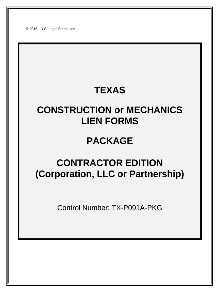 Texas Mechanics Lien File  Form