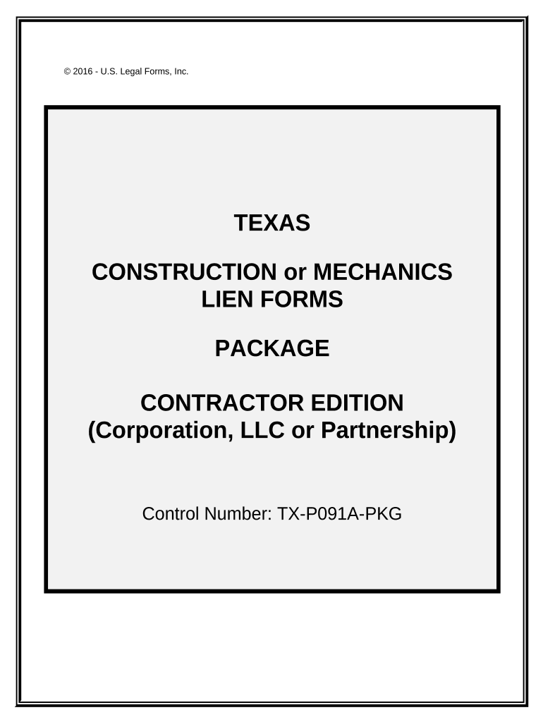 Texas Mechanics Lien File Form
