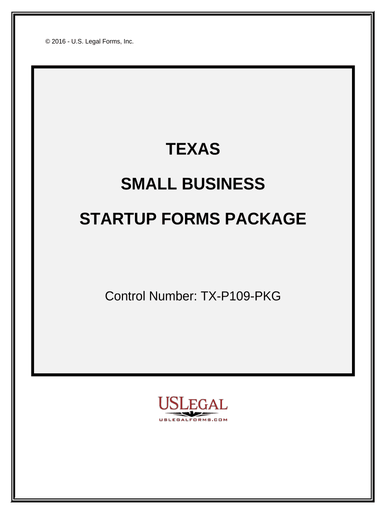 Texas Small Business Startup Package Texas  Form