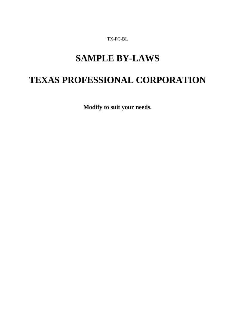 Texas Bylaws  Form