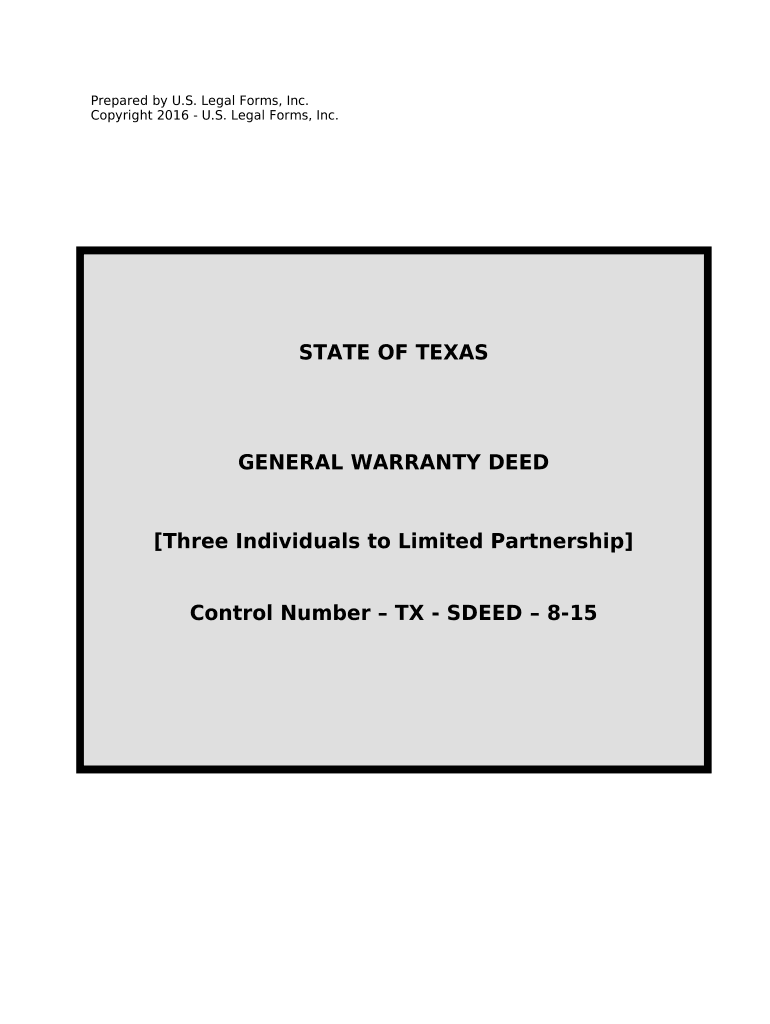 General Warranty Deed for Three Individuals to Limited Partnership Texas  Form