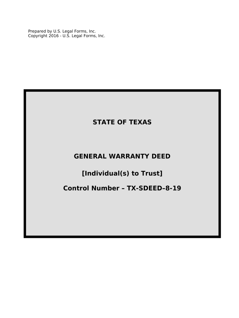 General Warranty Deed for Individuals to a Trust Texas  Form