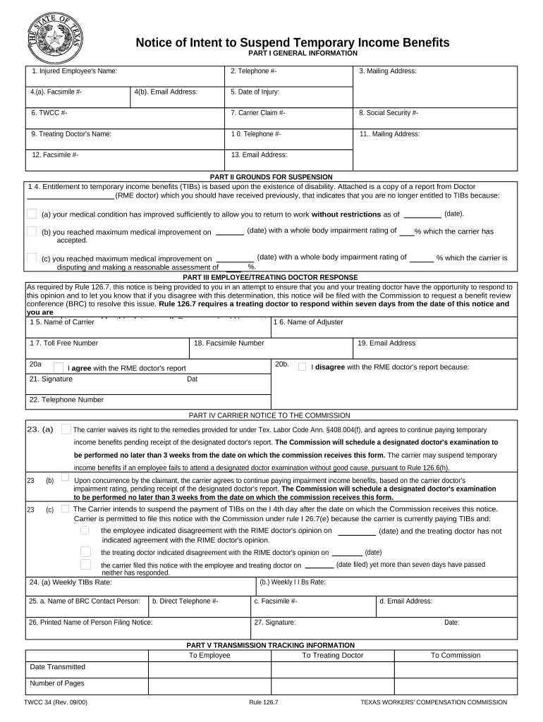 Texas Intent  Form