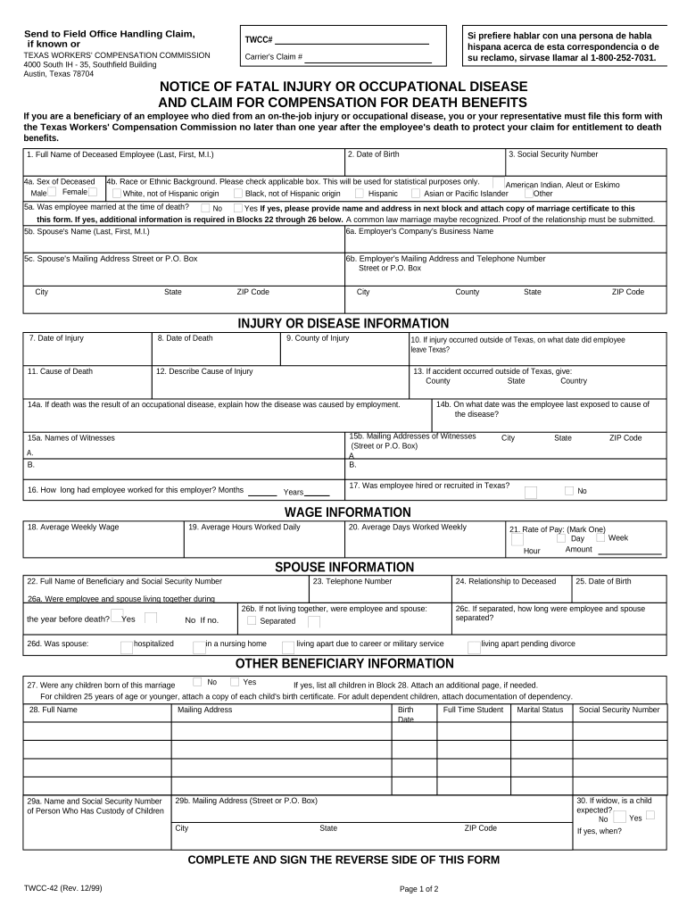 Tx Notice Injury  Form