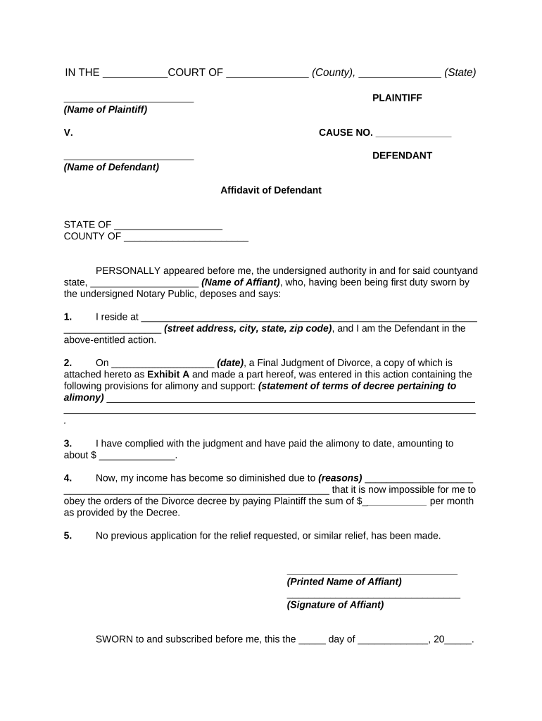 Support Alimony  Form