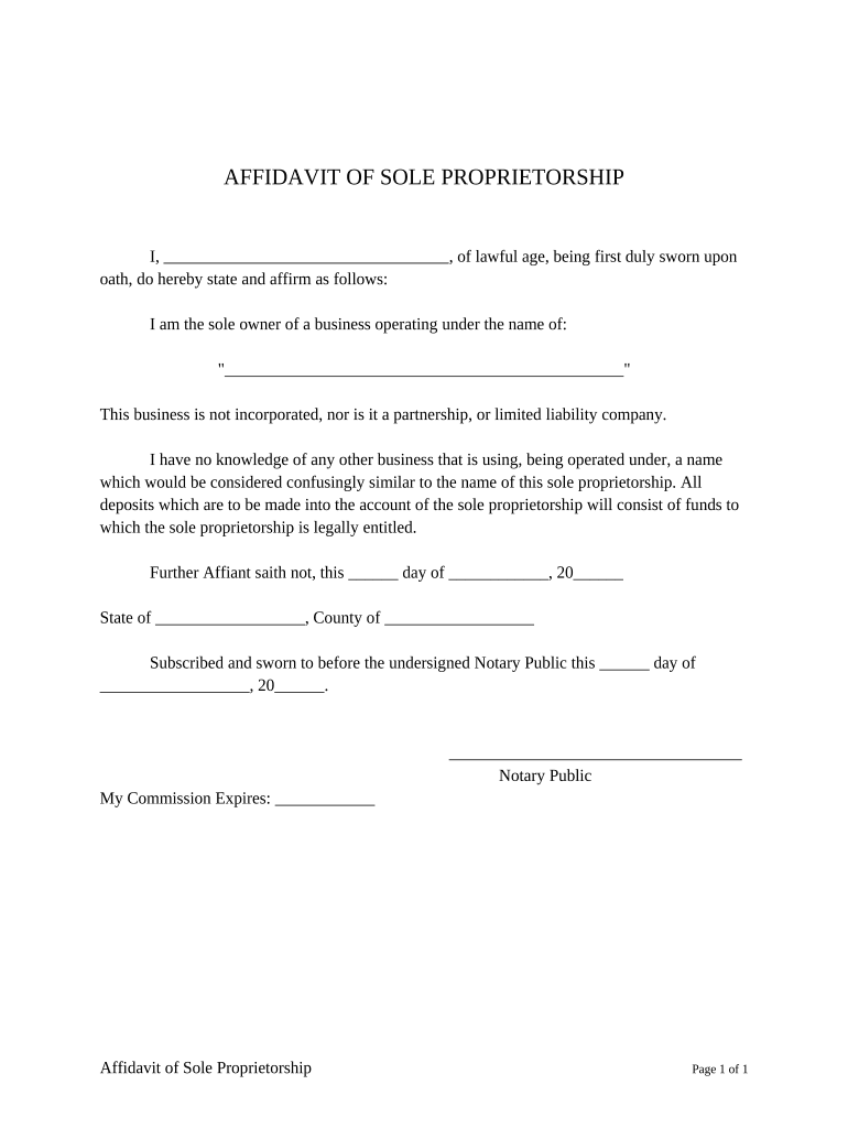 Affidavit Sole  Form