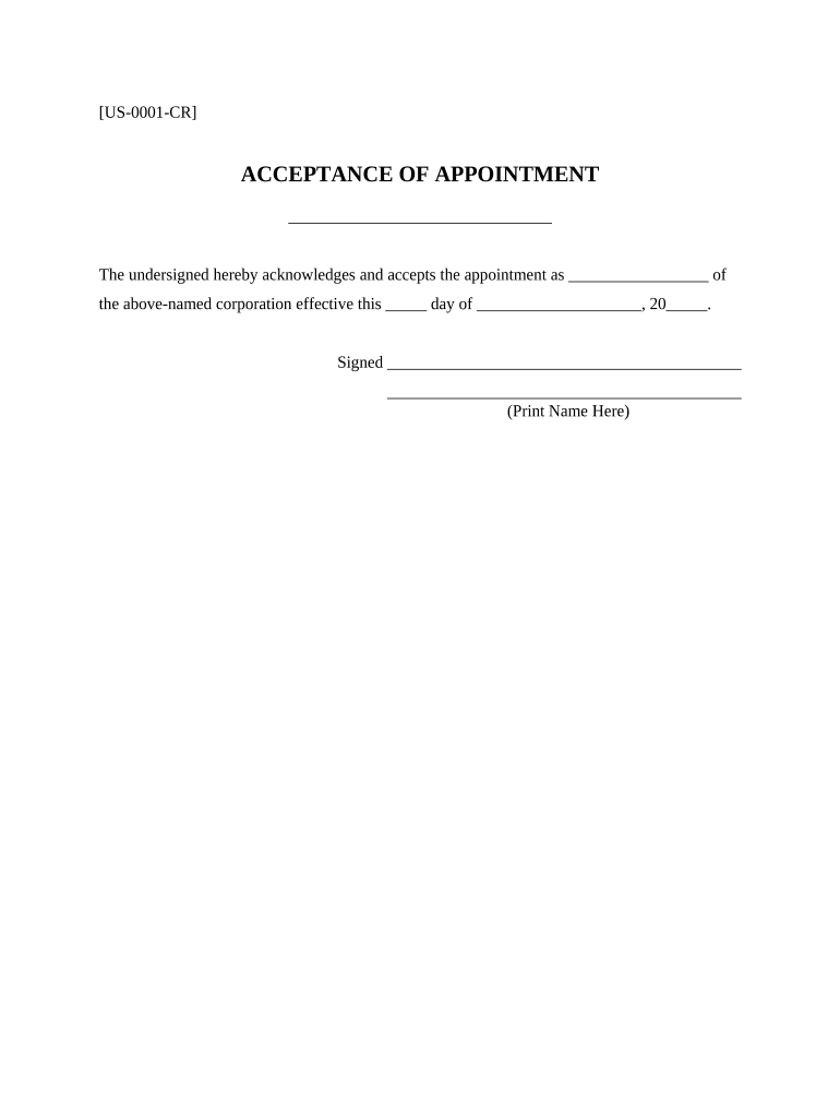 Acceptance Appointment  Form
