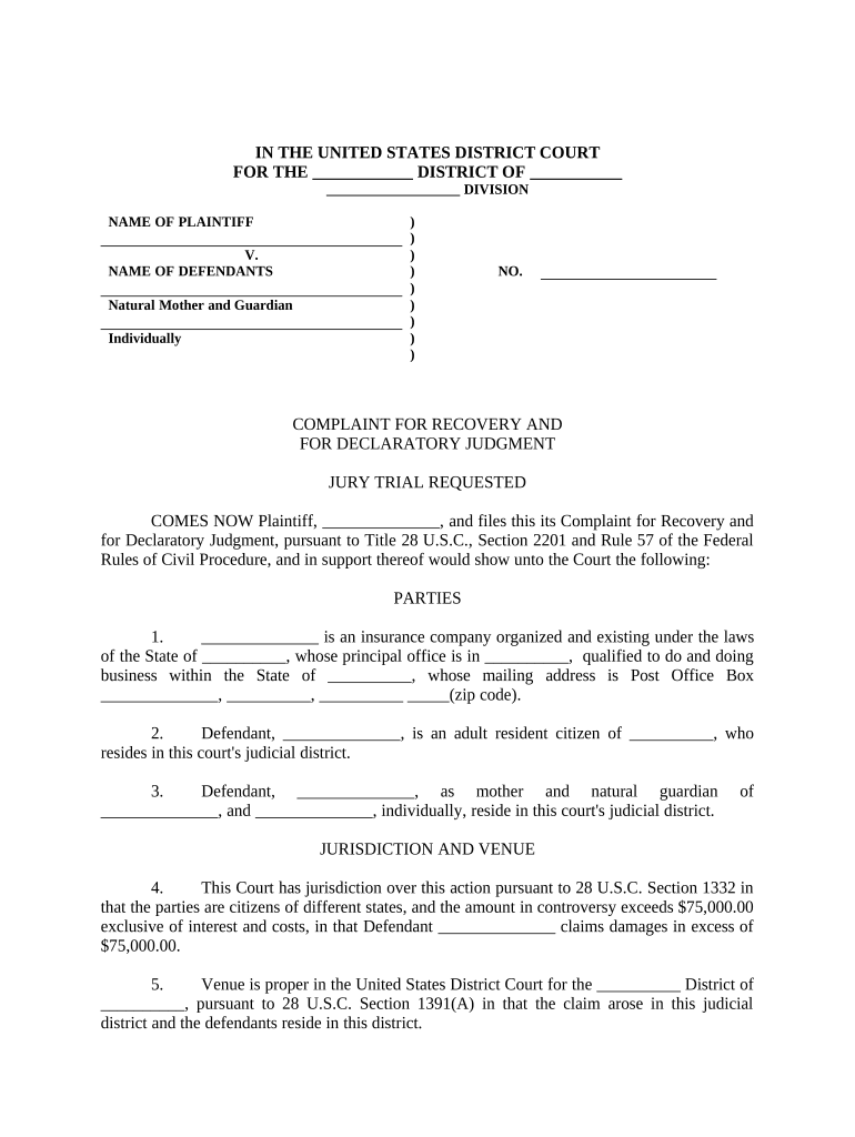 Example of Subrogation Complaint in Il  Form