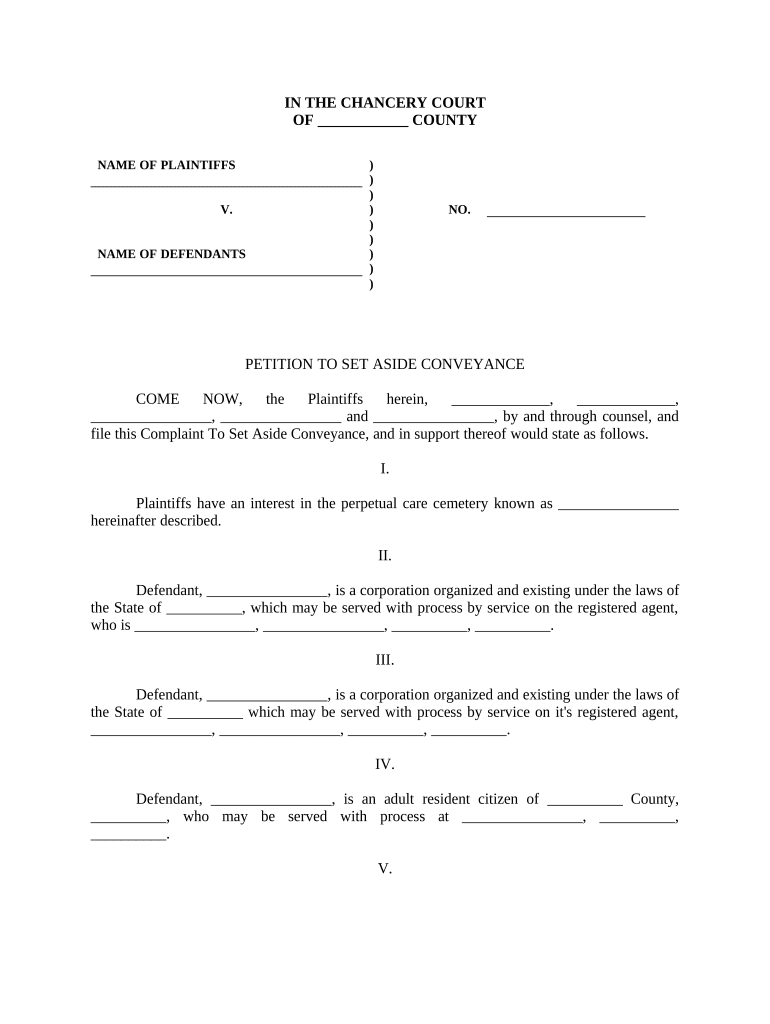 Petition Set Aside  Form