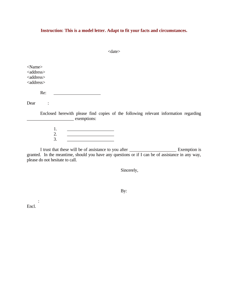Sample Letter Exemption  Form