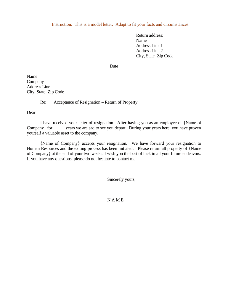 Letter Acceptance Resignation  Form