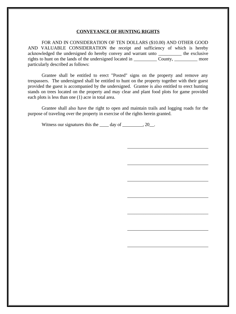 Conveyance of Hunting Rights  Form