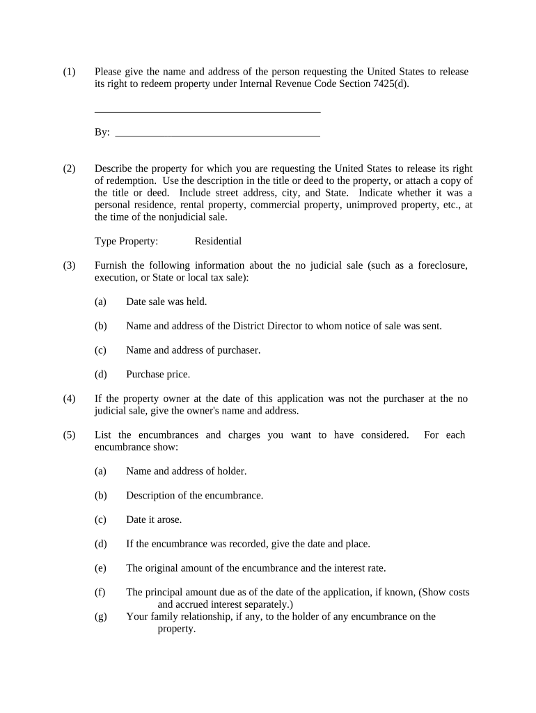 Redeem Property  Form