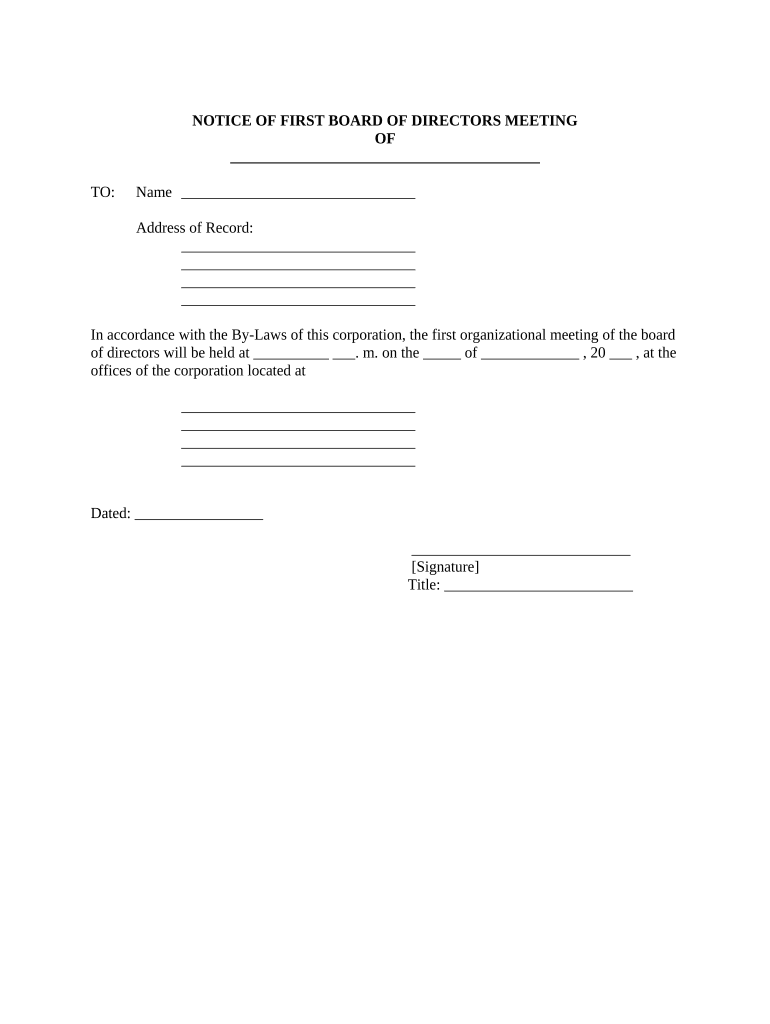 Notice Meeting Board Template  Form