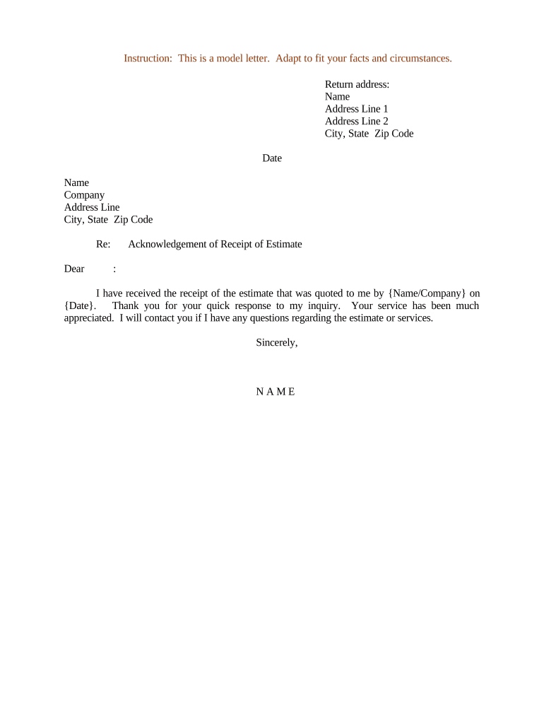 Acknowledgement Letter Sample  Form