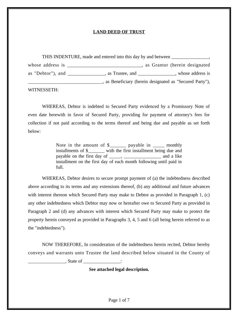 Land Deed of Trust  Form