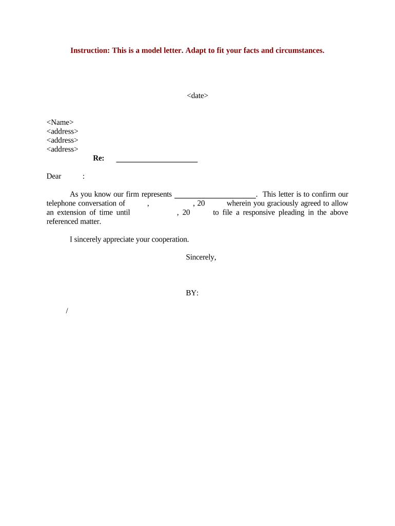 Fill and Sign the Time Extension Sample Form