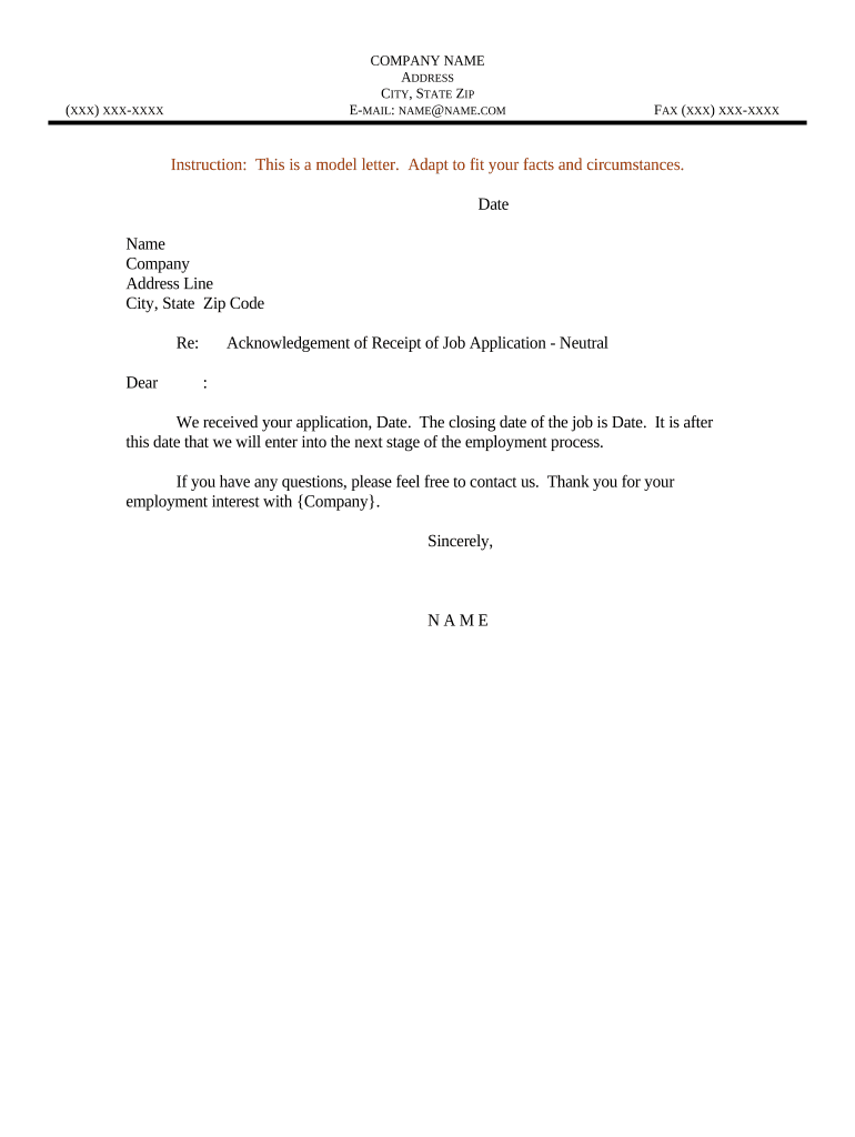 Letter Acknowledgment Receipt  Form