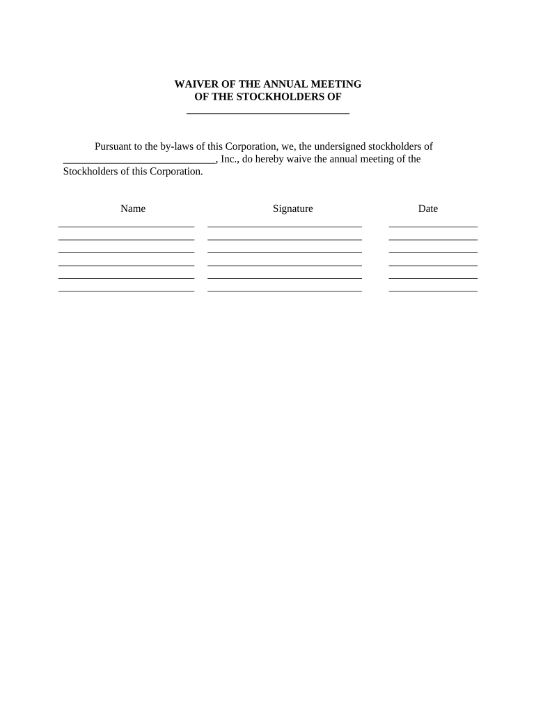 Waiver Annual Meeting  Form